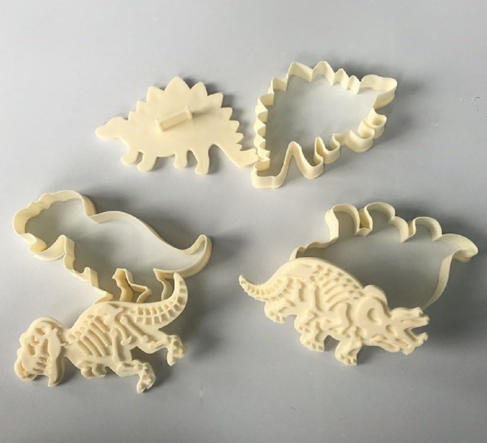 3 Dinosaur Cookie Cutters T-Rex Triceratops Stegosaurus by Jolly Jon
