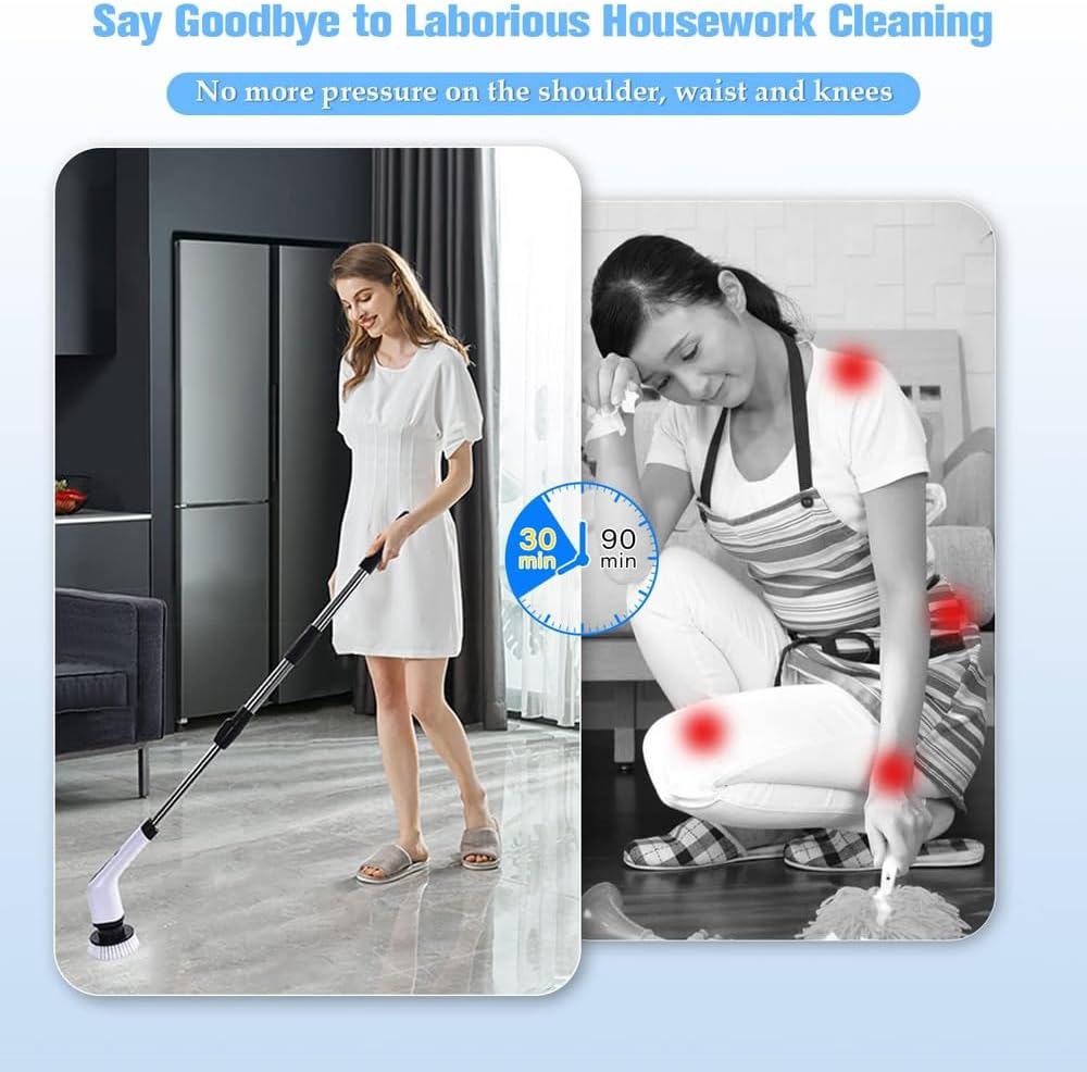 axGear Cordless Electric Spin Scrubber with 7 Brush Heads