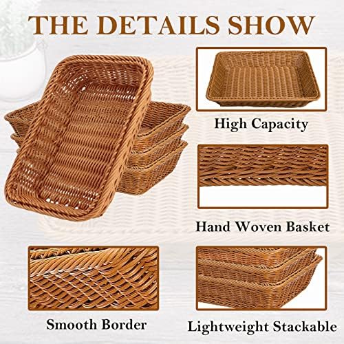 4 Pack Woven Bread Baskets - 118 Inch Rattan Style Serving Baskets
