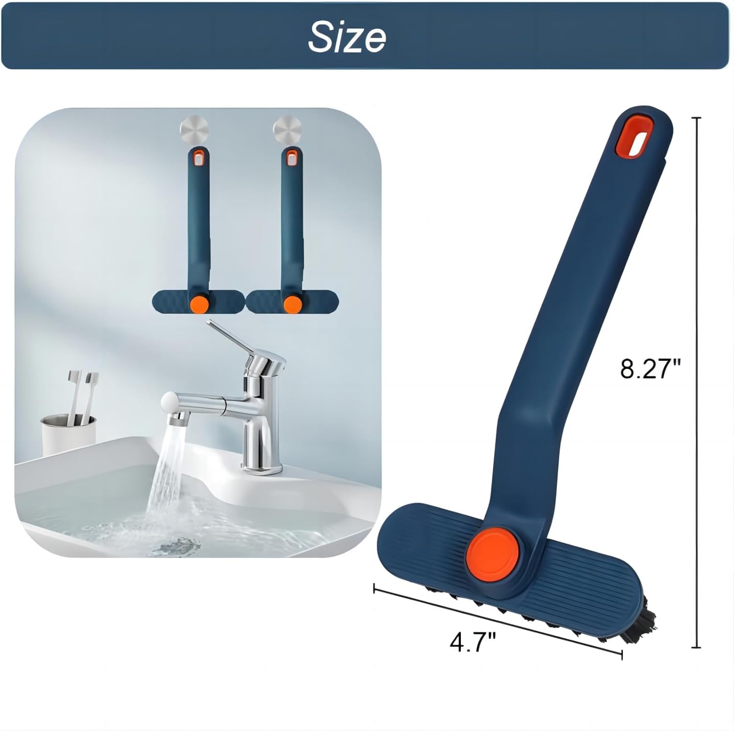2Pcs Hard Bristle Crevice Cleaning Brush with Clip and Rotating Handle