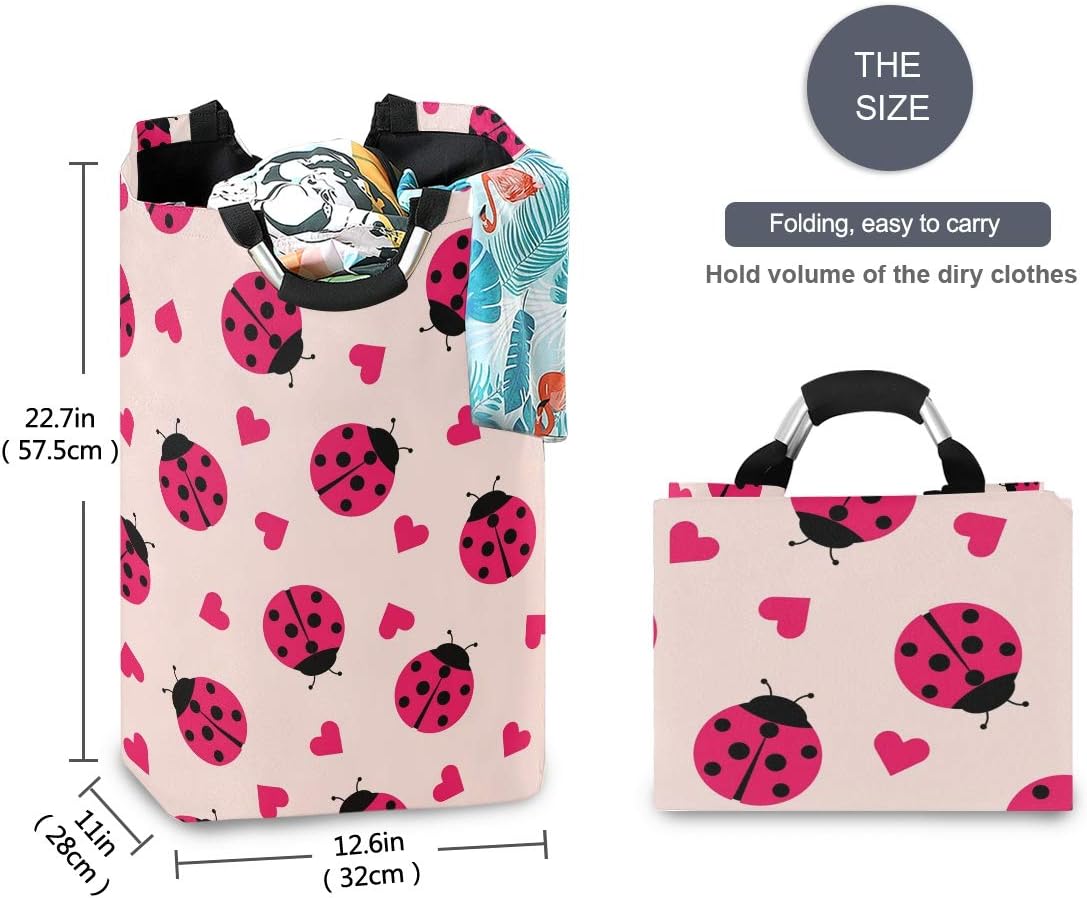 MOYYO Foldable Laundry Basket with Handles and Unique Ladybug Design 1