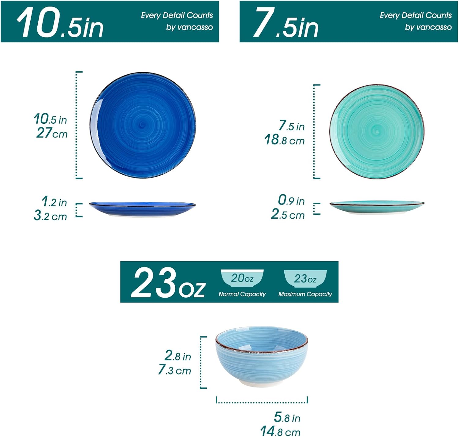 Vancasso Bonita Blue Stoneware Dinnerware Set 18 Pieces