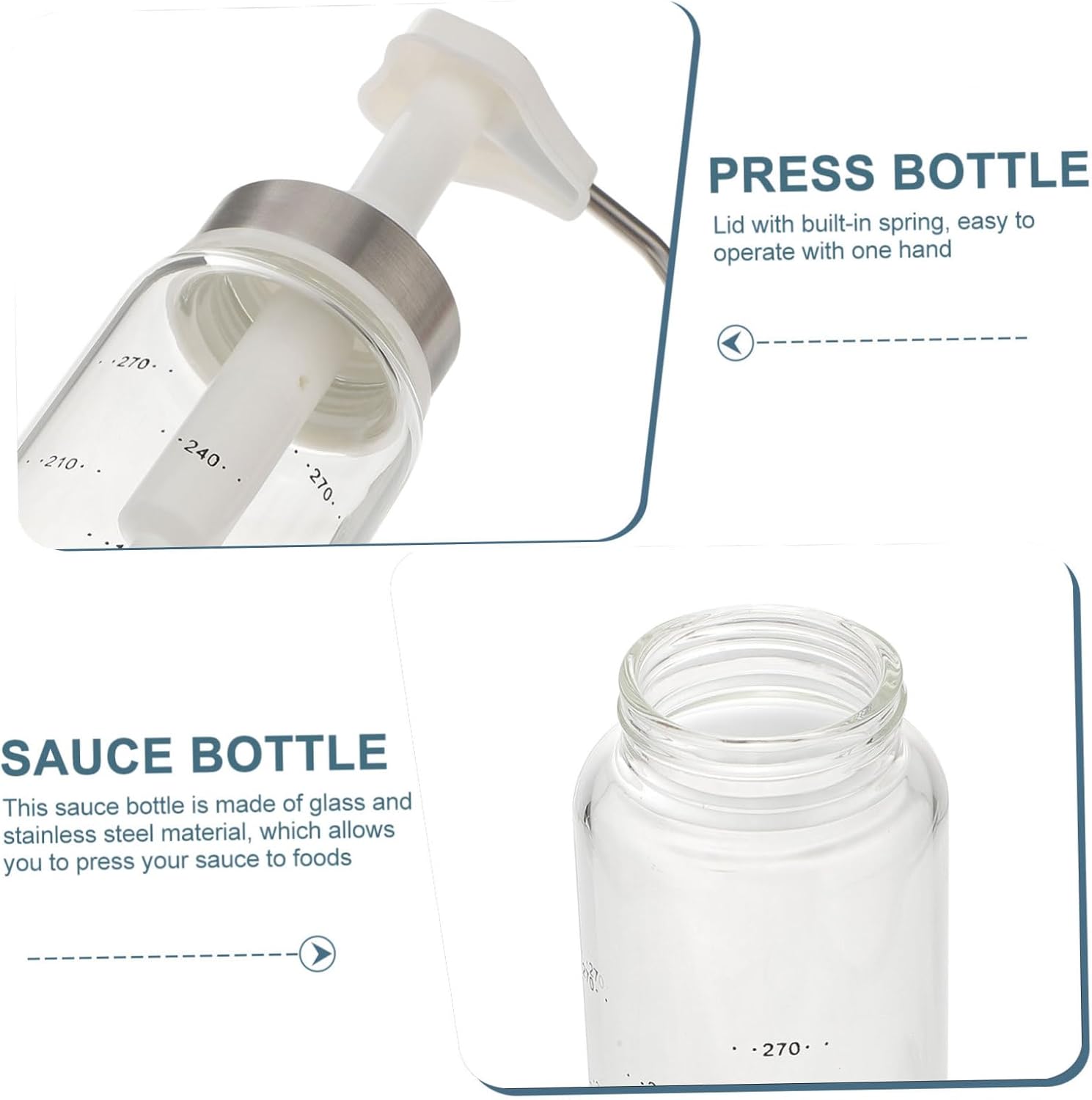 Cabilock 300ml Condiment Squeeze Bottle with Spring Lid