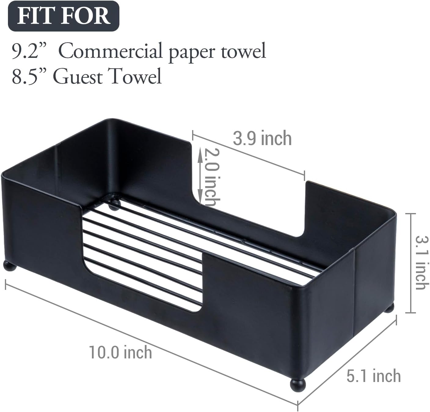 MyGift Modern Matte Black Metal Paper Towel Holder