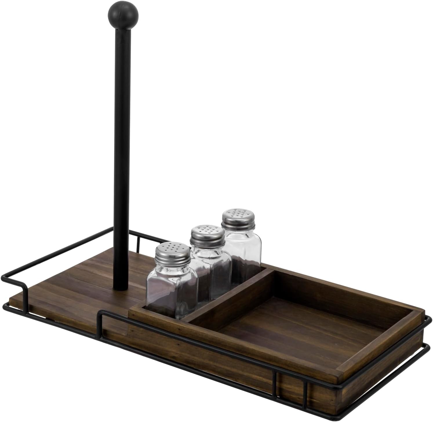 MyGift Rustic Industrial Paper Towel Caddy Combo