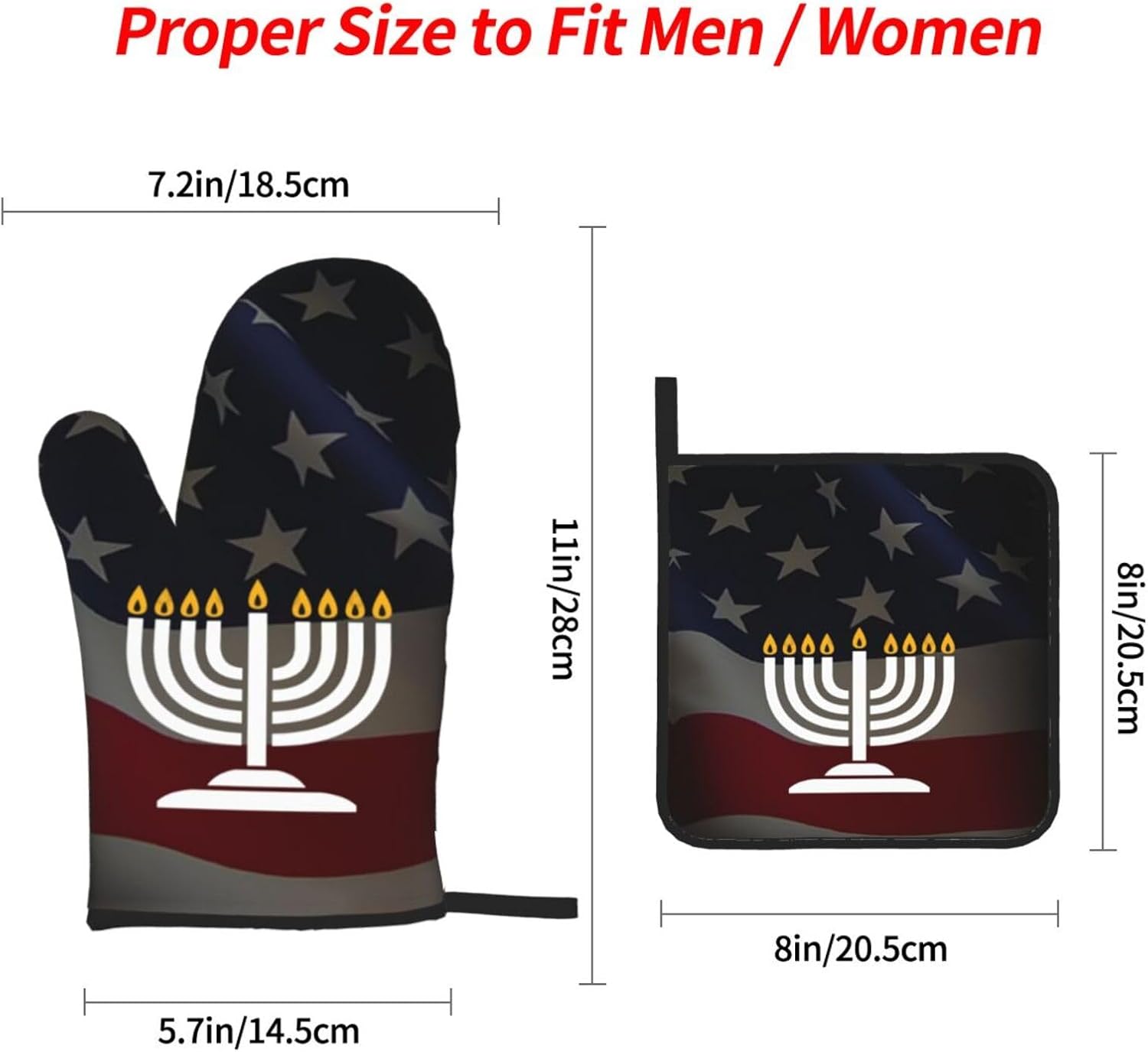 Happy Hanukkah Oven Mitts and Pot Holders Set 4 PCS 1