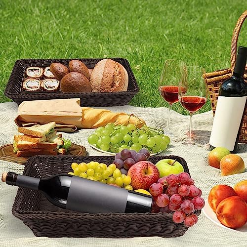 3 PCS 16 Inch Wicker Bread Basket Set by GNIEMCKIN