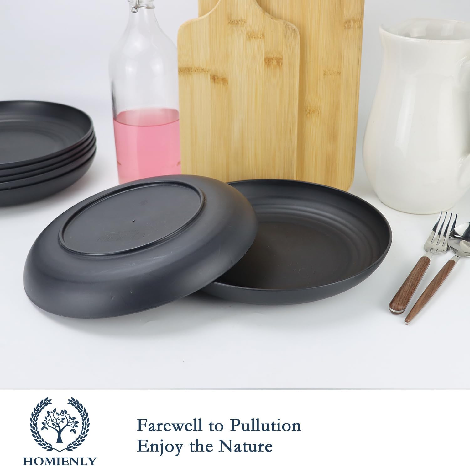 Homienly Wheat Straw Dinner Plates Set of 8