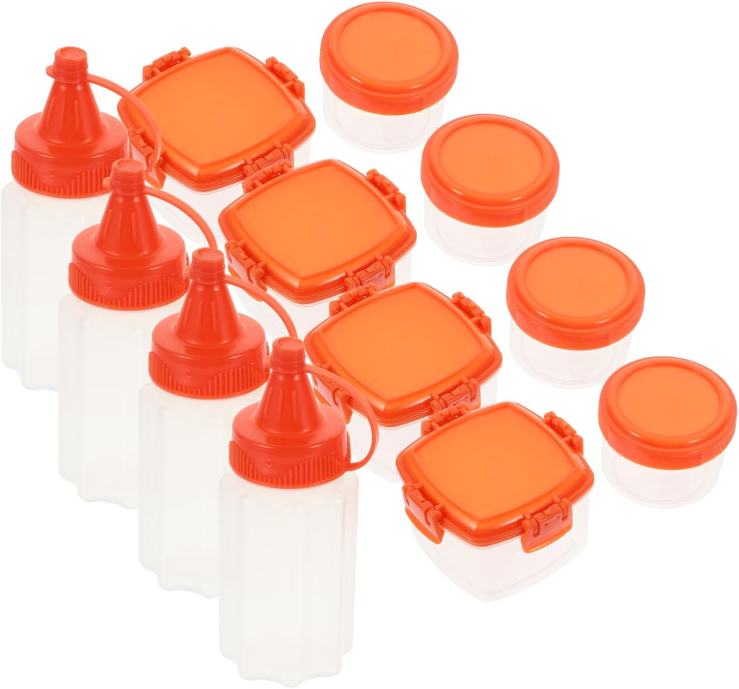 Homoyoyo 12pcs Mini Condiment Bottles Set - Reusable for Travel and Meal Prep