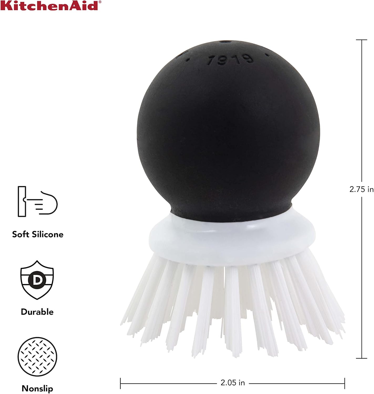 KitchenAid Soft Grip Vegetable Brush 205 Inch Black