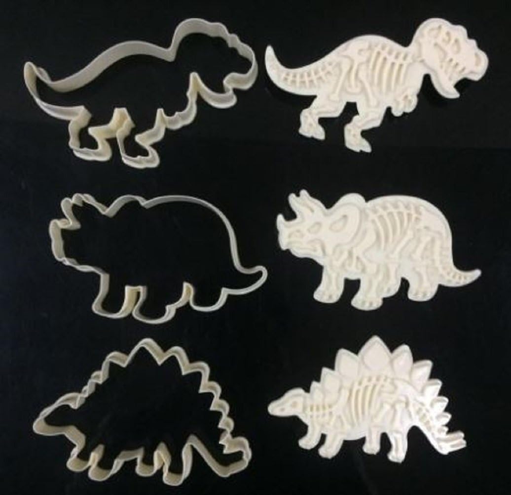 3 Dinosaur Cookie Cutters T-Rex Triceratops Stegosaurus by Jolly Jon