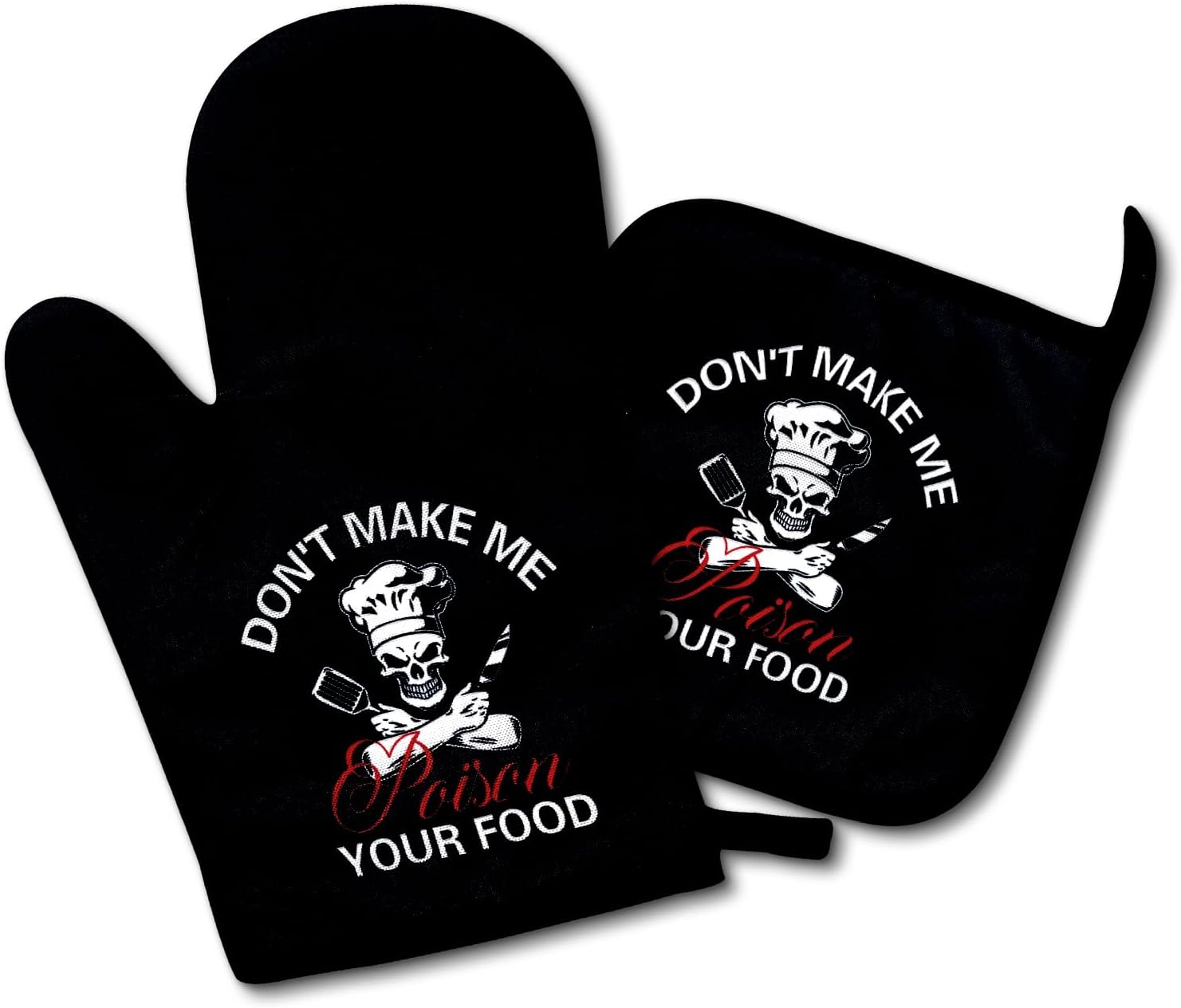 Dont Let Me Poison Your Food Oven Mitts Set with Hanging Loop