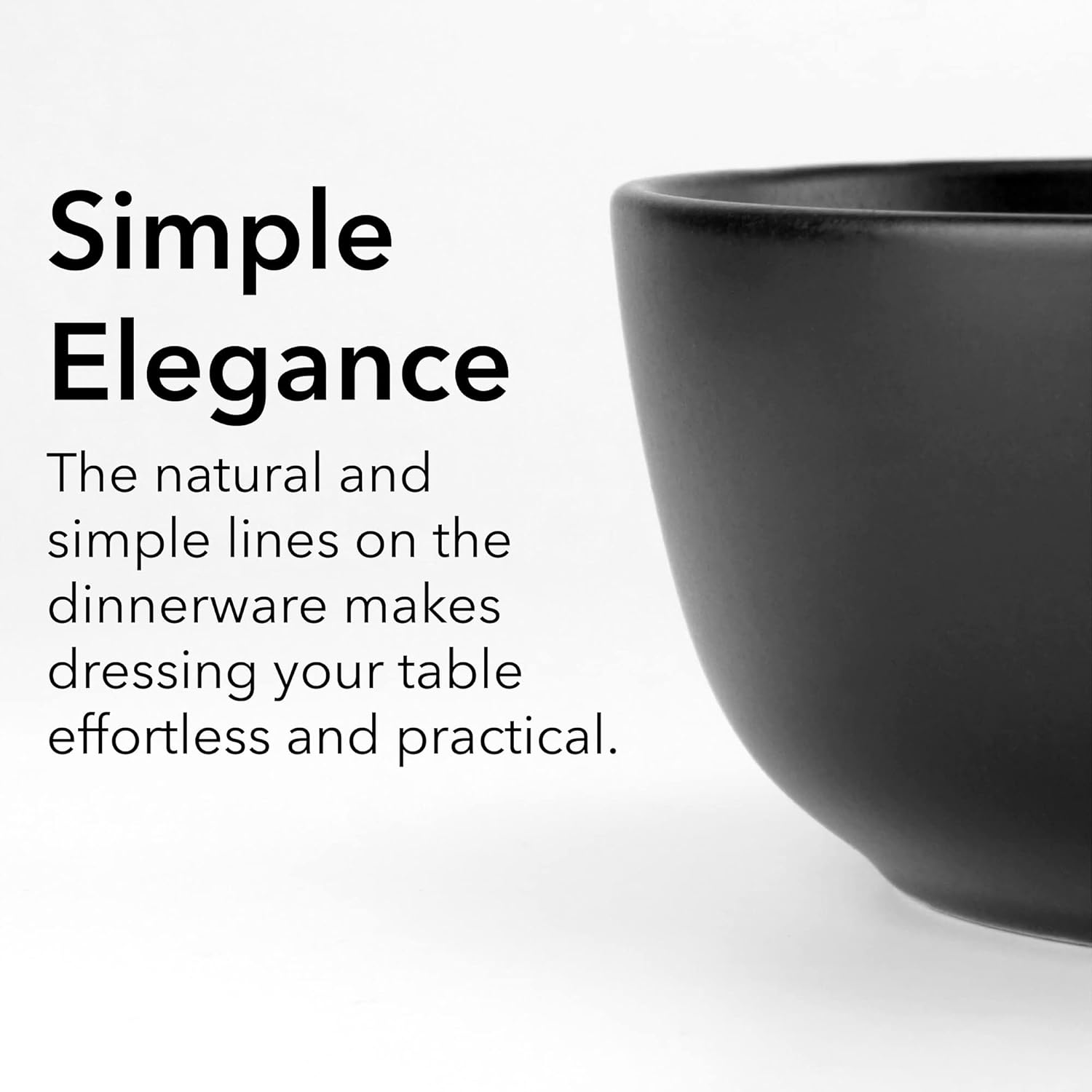 ARORA SKUGGA 16pc Round Stoneware Dinnerware Set for 4 - Matte Black