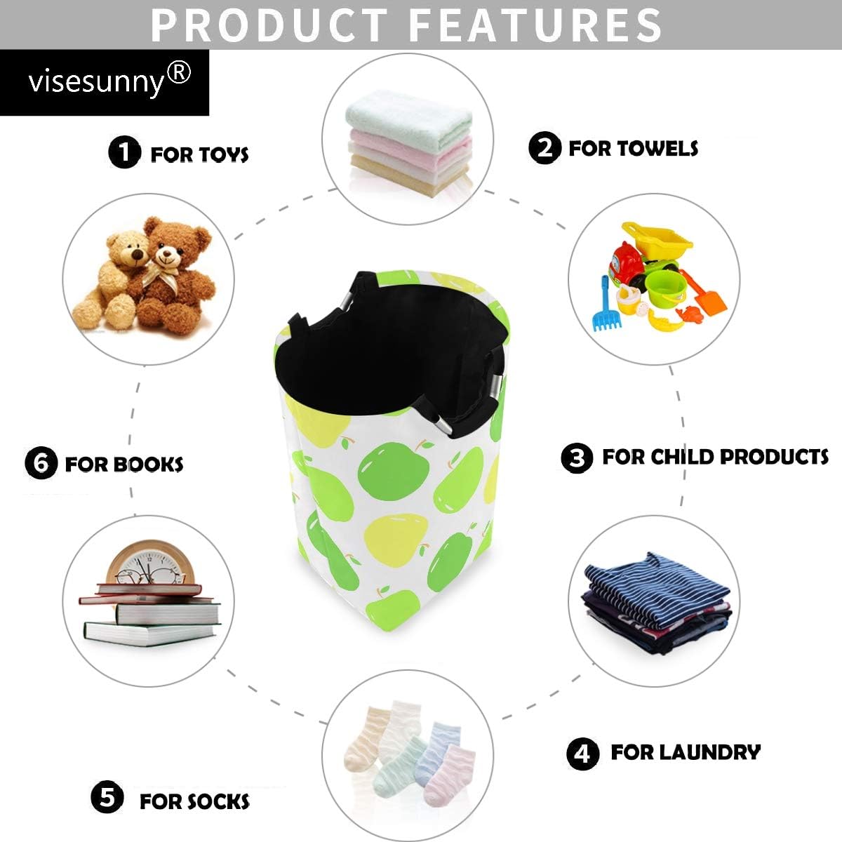 Collapsible Laundry Basket with Handle for Home Dorm