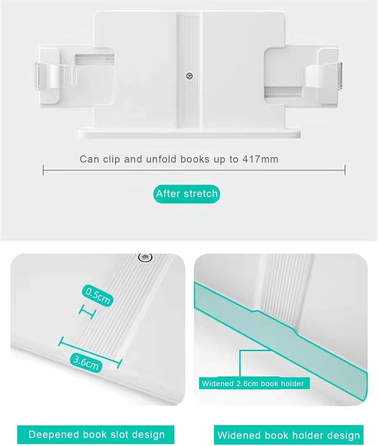 Adjustable Book Stand with Clamp 360 Rotating and 150 Angle