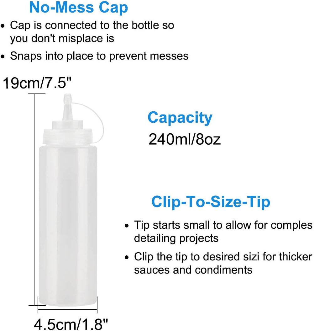 Uxcell 8oz Squeeze Bottle with Cap for Condiments and Kitchen Use
