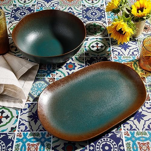 Bloomhouse Palermo Sun 2 Piece Stoneware Set Agave Blue