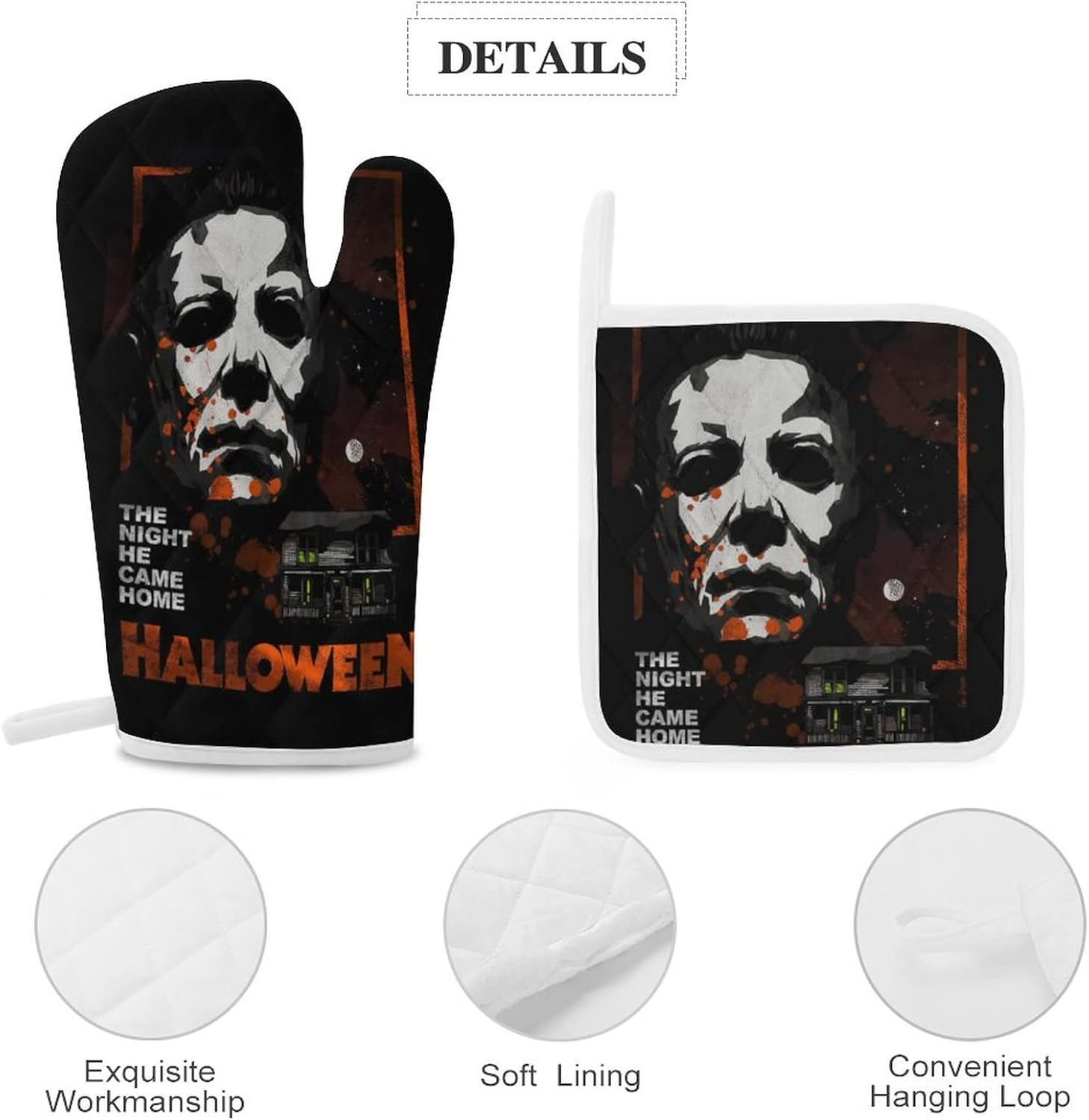 ZHANGXM Halloween Michael Myers Oven Mitts and Pot Holders Set