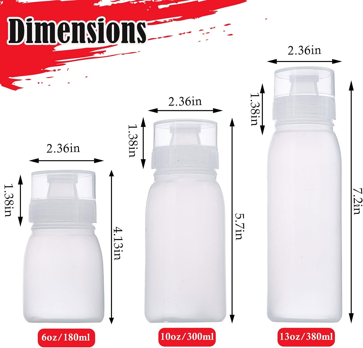 RAMFIYN 5-Nozzle Condiment Squeeze Bottles - 6pcs 10oz Set with Leakproof Lids