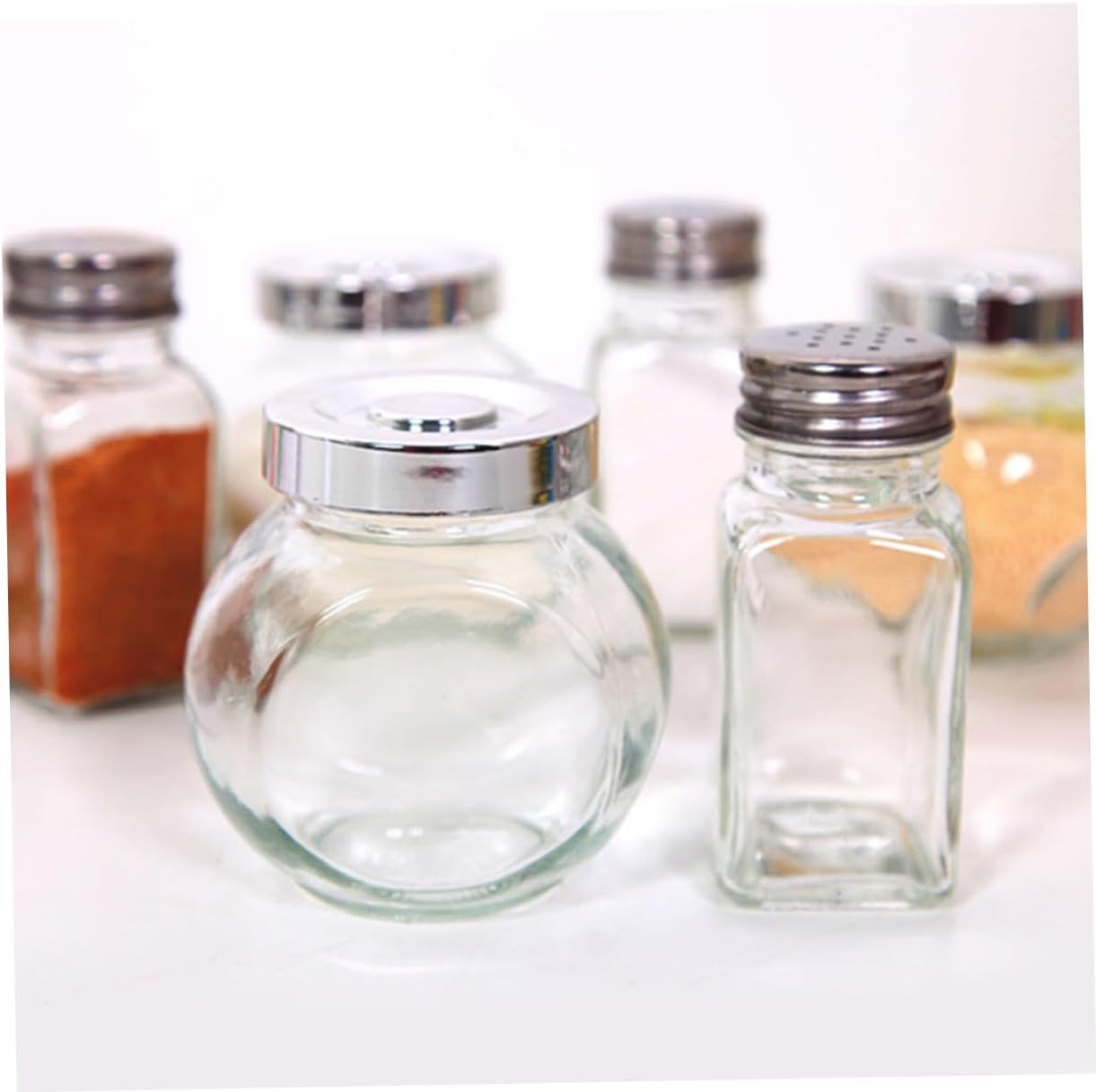 OKUMEYR Square Glass Condiment Bottles Set for Home BBQ