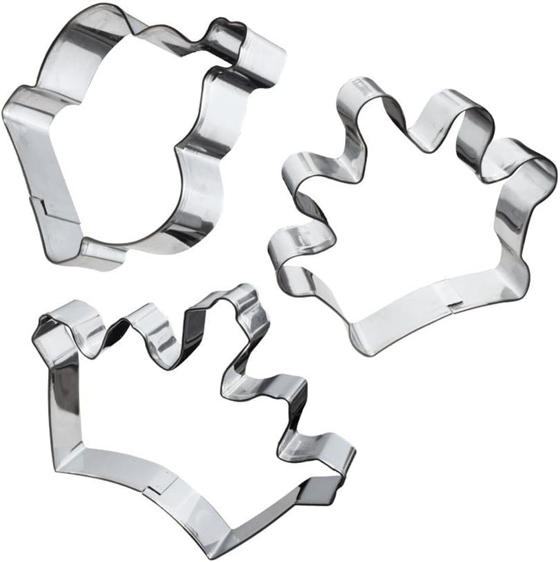 AK ART KITCHENWARE 3pcs Crown Cookie Cutter Set Stainless Steel Biscuit Tools