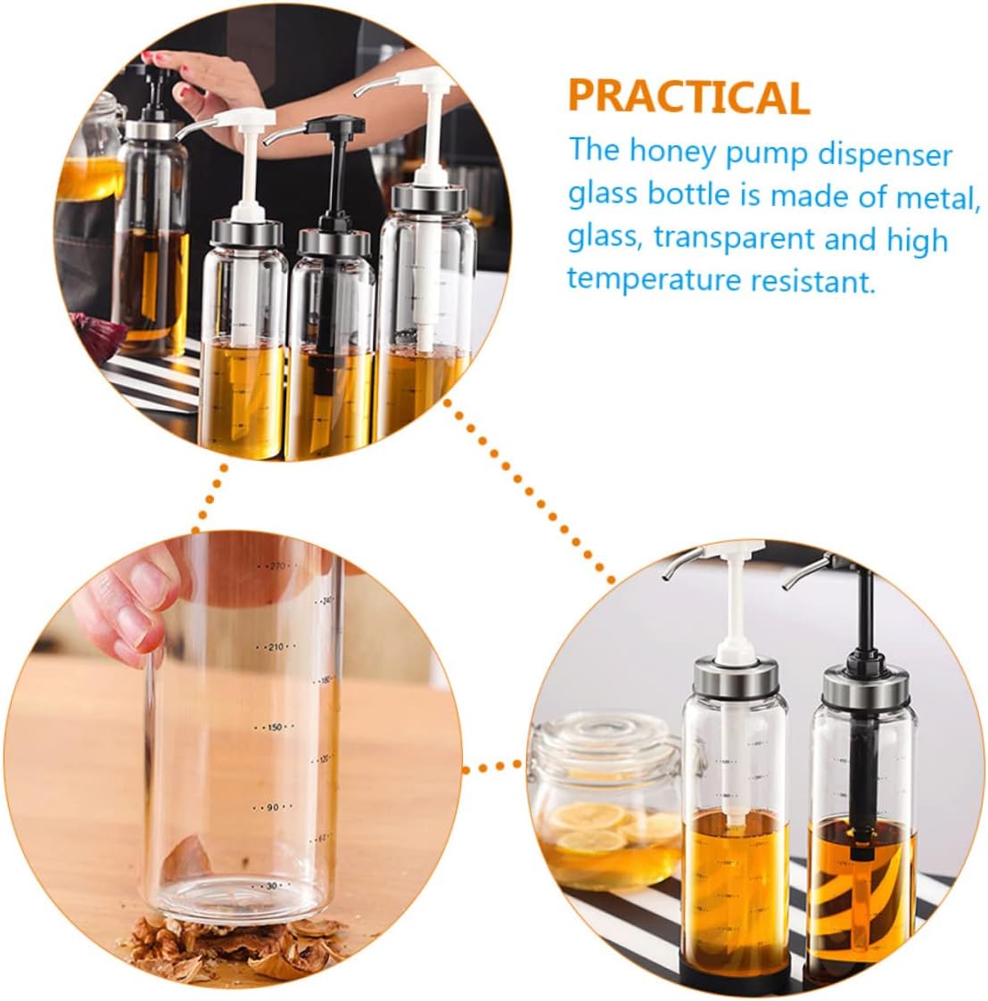 Cabilock 500ml Honey Squeeze Bottle with Metal Pump