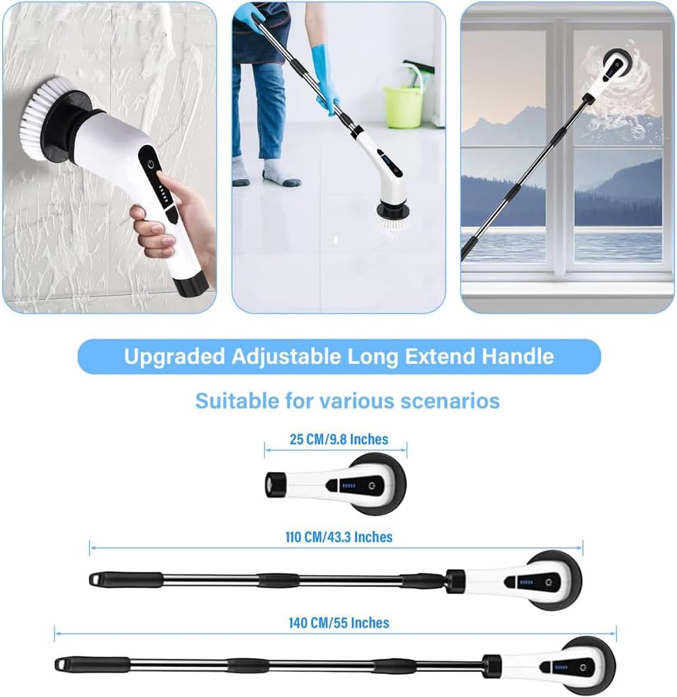 axGear Cordless Electric Spin Scrubber with 7 Brush Heads