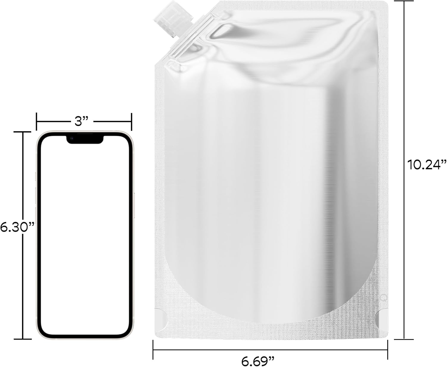 QQ Studio 50 Silver Stand Up Spout Pouches