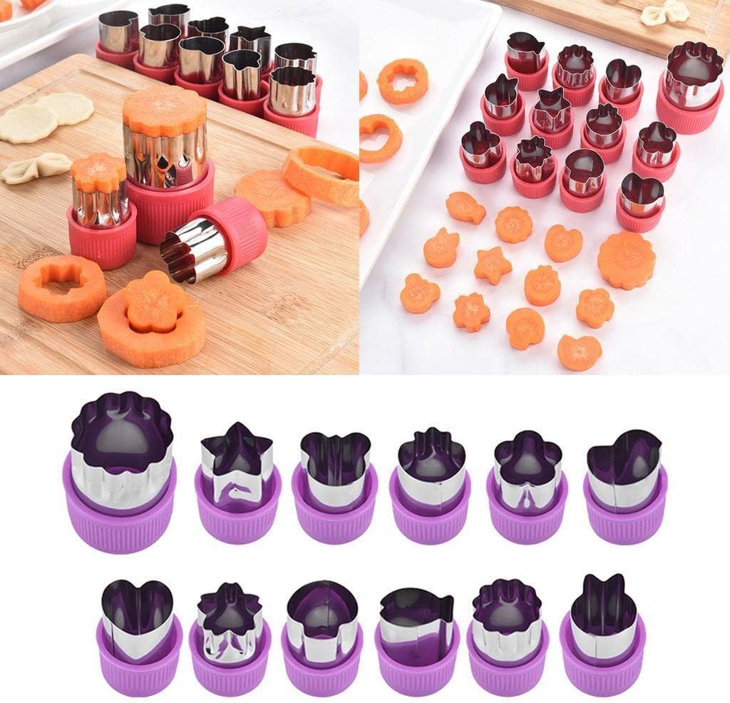 Baoblaze Set of 12 Assorted Cookie and Fruit Cutters Purple