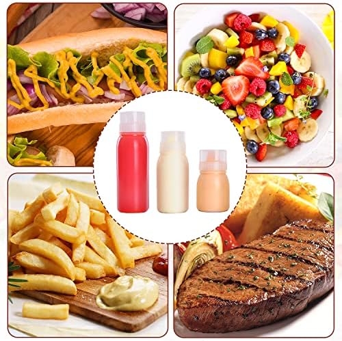 RAMFIYN 5-Nozzle Condiment Squeeze Bottles - 6pcs 10oz Set with Leakproof Lids