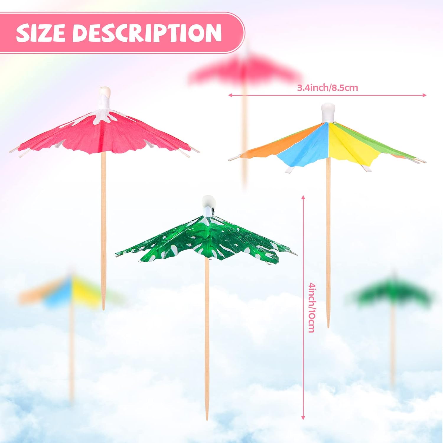 150pcs Tropical Cocktail Umbrellas with Wood Sticks