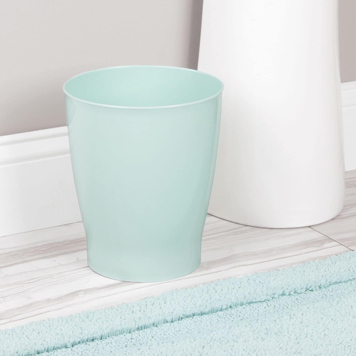 mDesign Round Plastic 125 Gallon Bathroom Trash Can - Mint Green