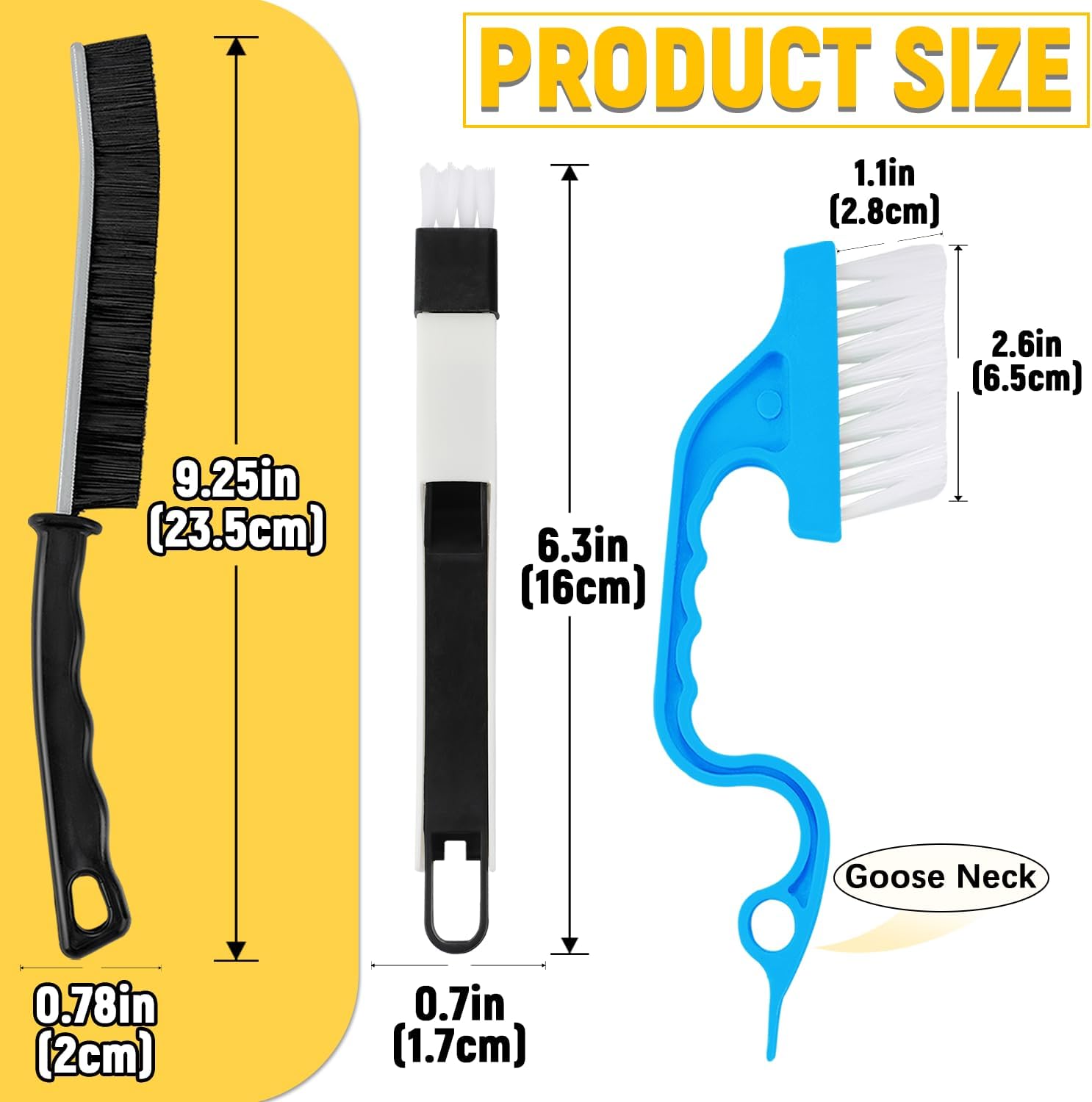 Pinsit 4Pcs Crevice Cleaning Brush Set with Hooks for Kitchen and Bathroom