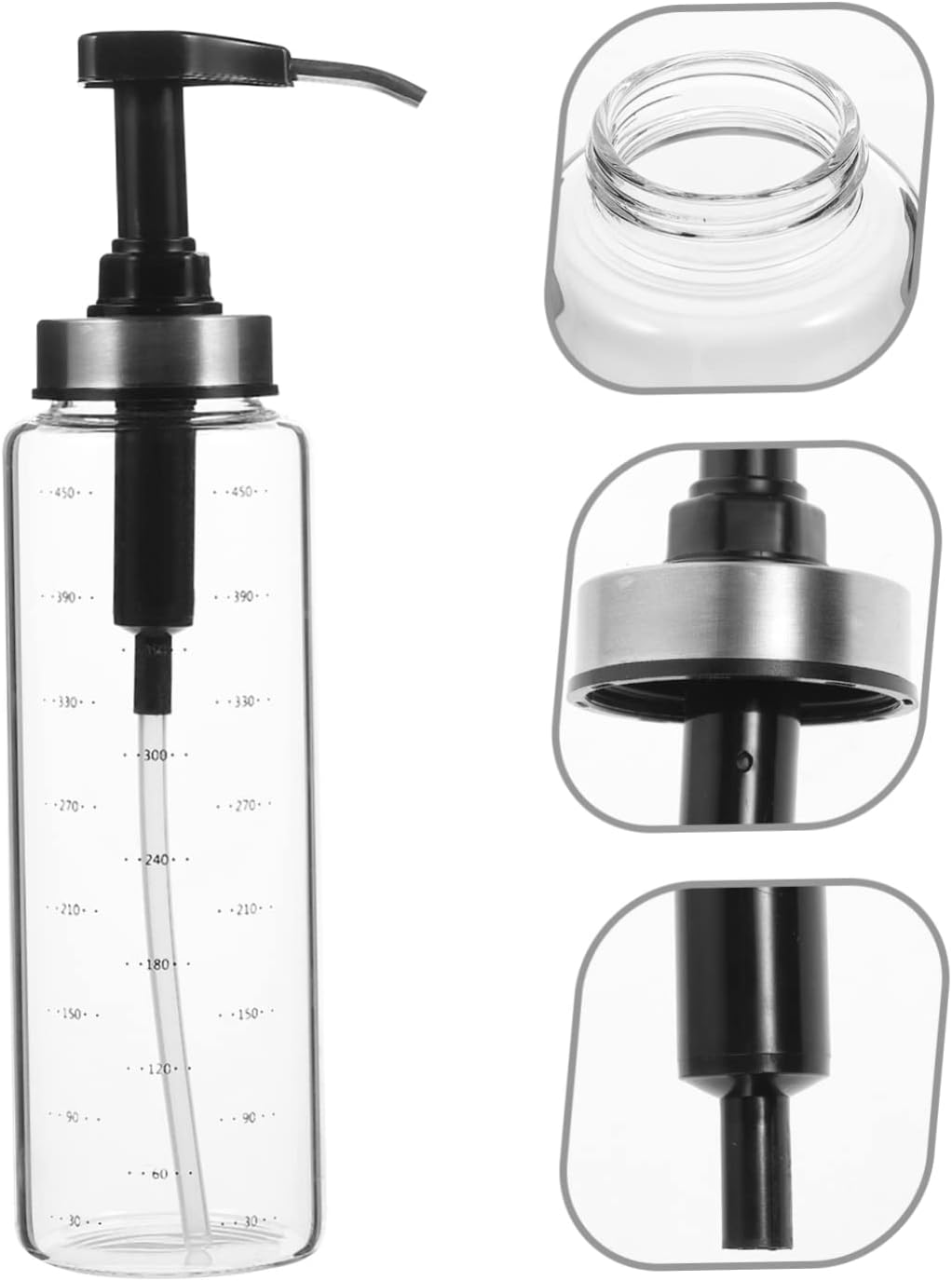 500ml Glass Stainless Steel Squeeze Sauce Bottle