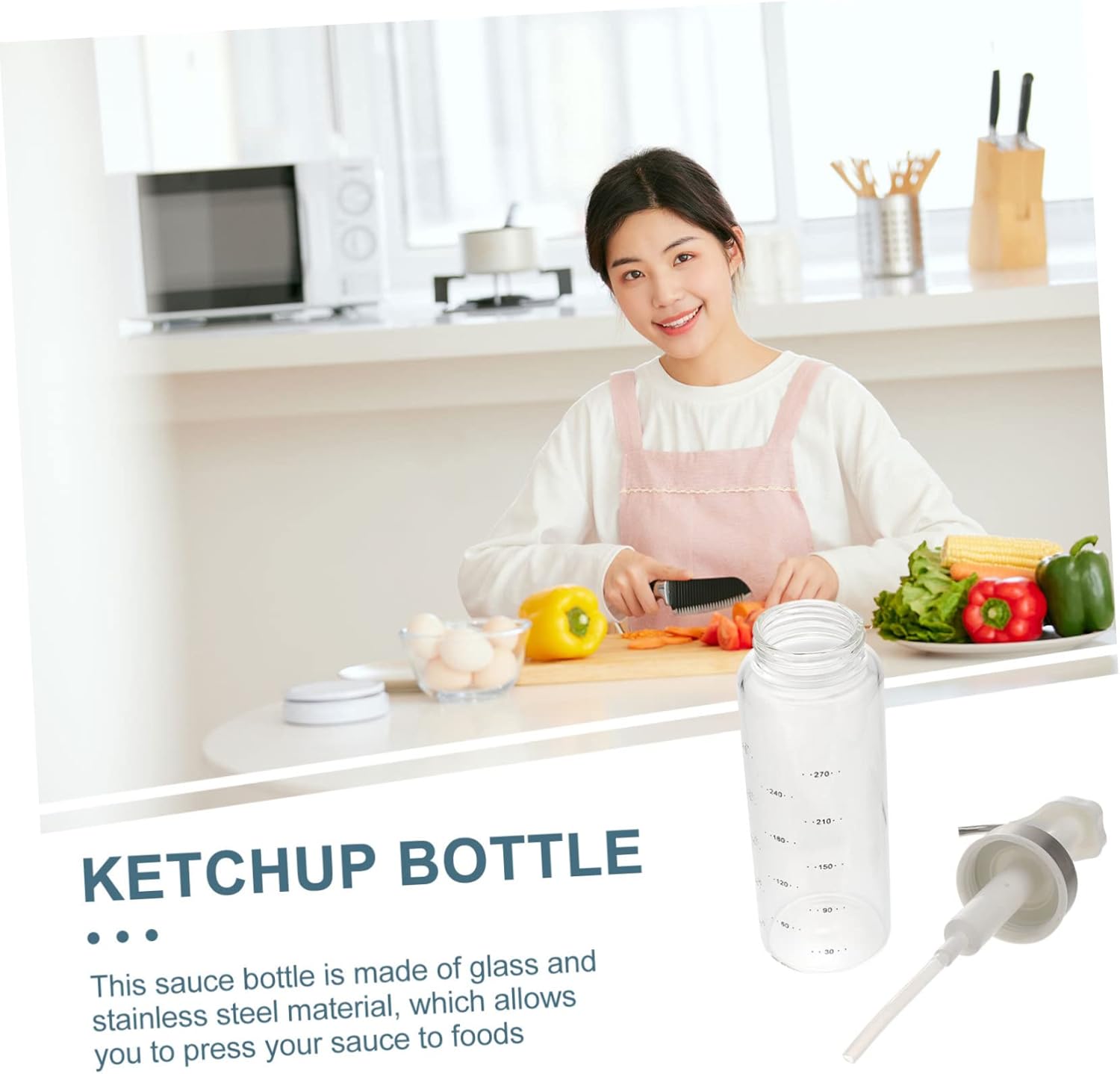 Alipis 300ml Squeeze Sauce Bottle with Spring Lid