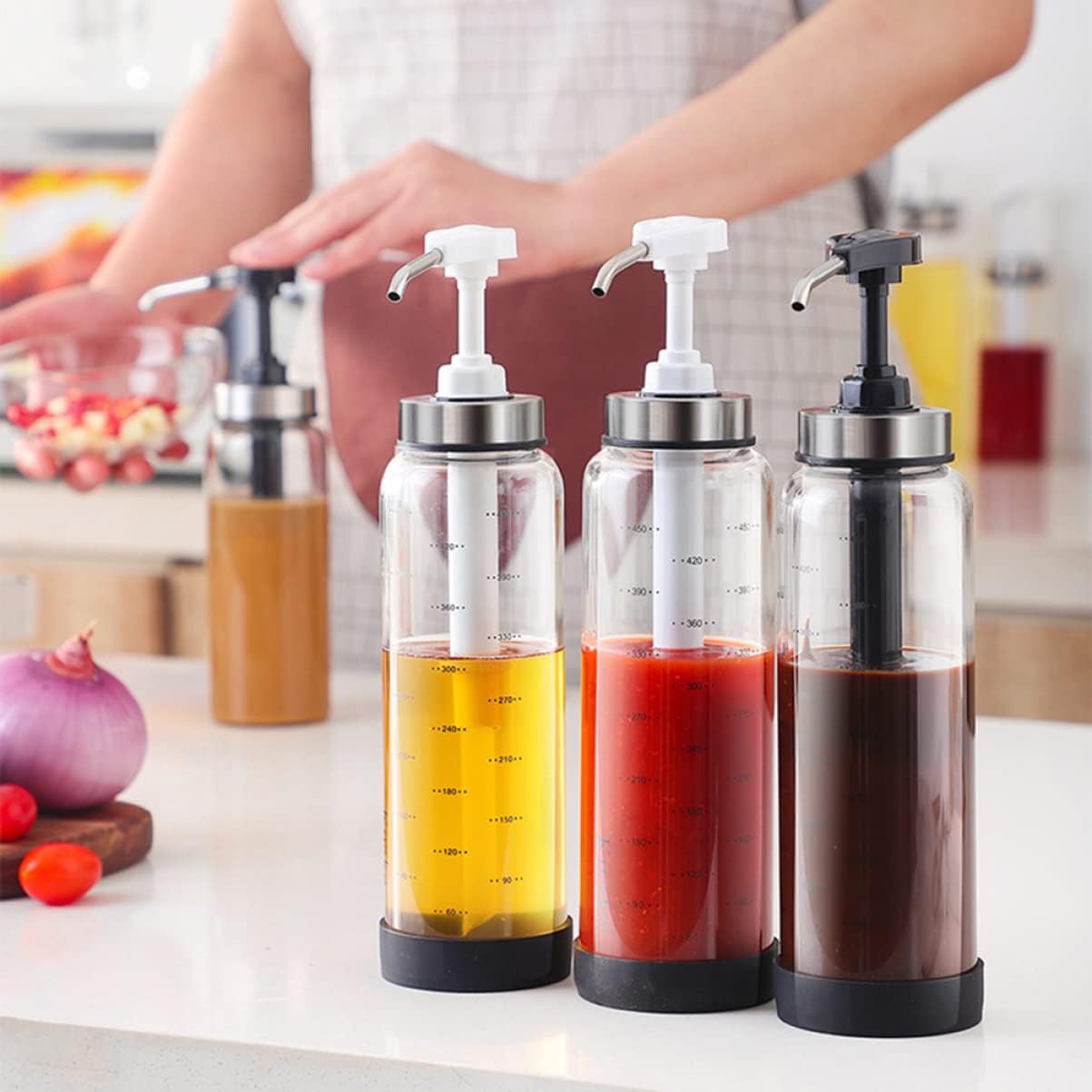 500ml Squeeze Sauce Bottle with Spring Lid for Ketchup Salad Dressing