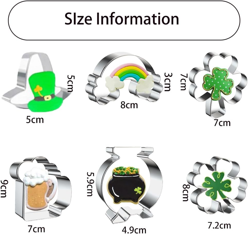 Varodly 6 Pcs St Patricks Day Cookie Cutters Set 1