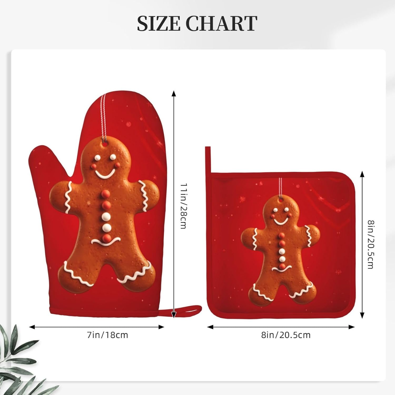SHIRMDIY Oven Mitts and Potholders Gingerbread Man Christmas Silicone Set