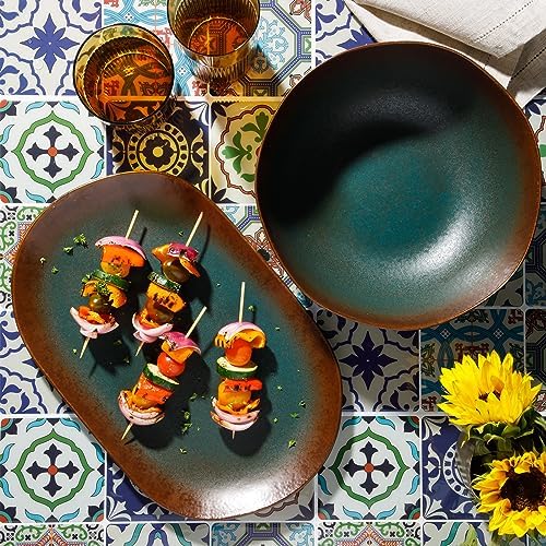 Bloomhouse Palermo Sun 2 Piece Stoneware Set Agave Blue