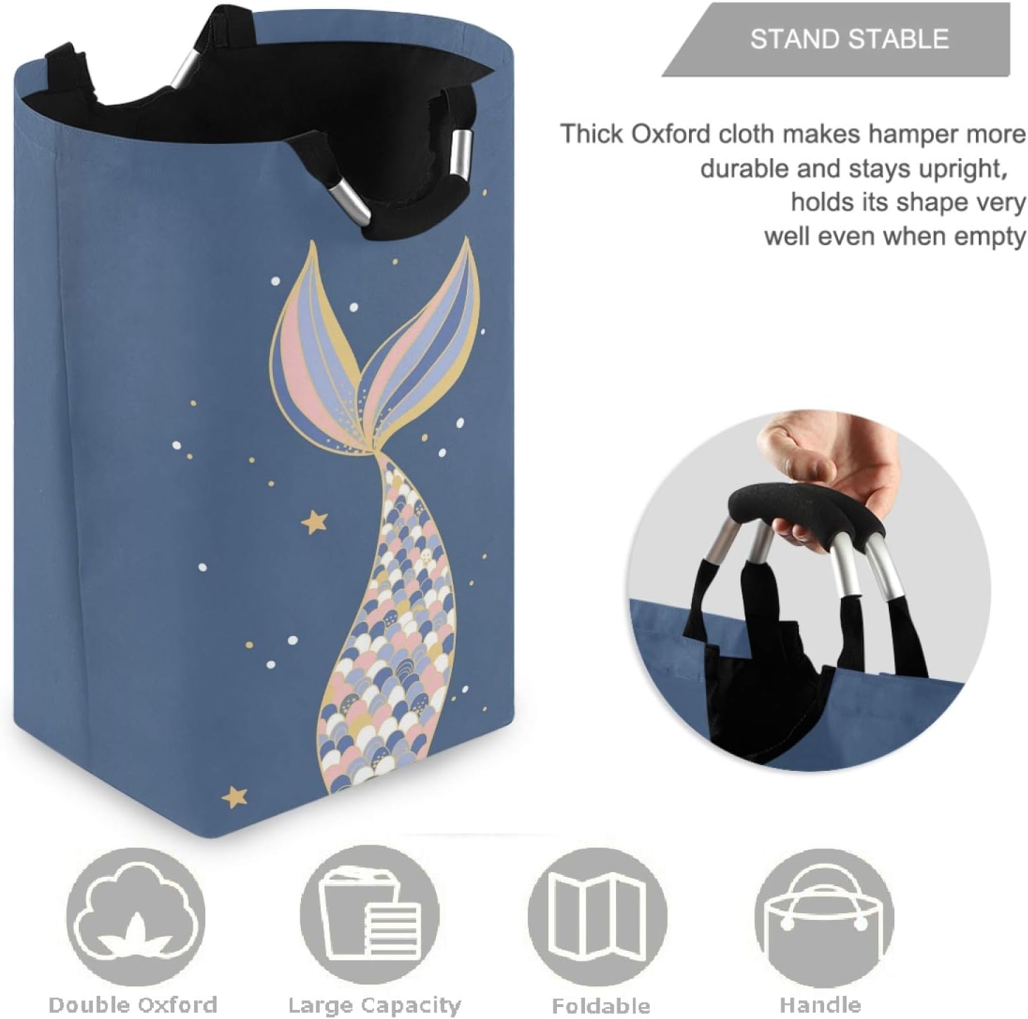 Visesunny Foldable Laundry Hamper with Gold Sparkle