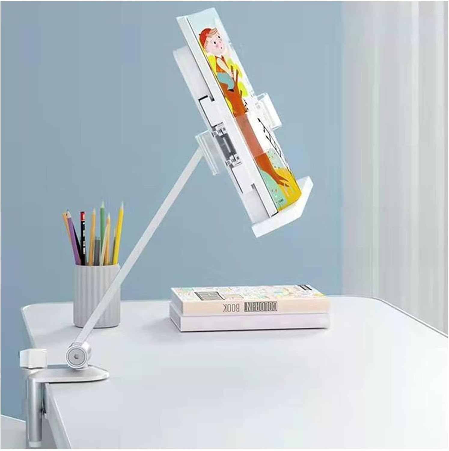 Adjustable Book Stand with Clamp 360 Rotating and 150 Angle