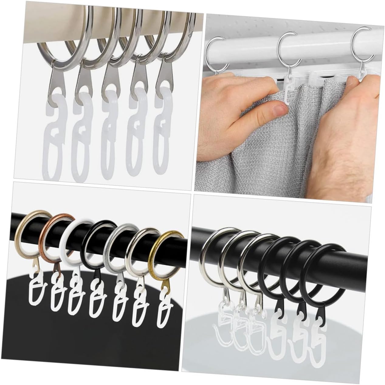 MAGICLULU 50pcs Plastic Curtain Hooks Easy Install Remove
