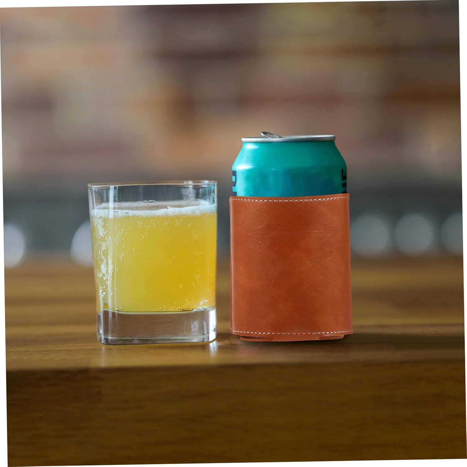 Zerodeko 4pcs PU Leather Beer Can Cooler Set