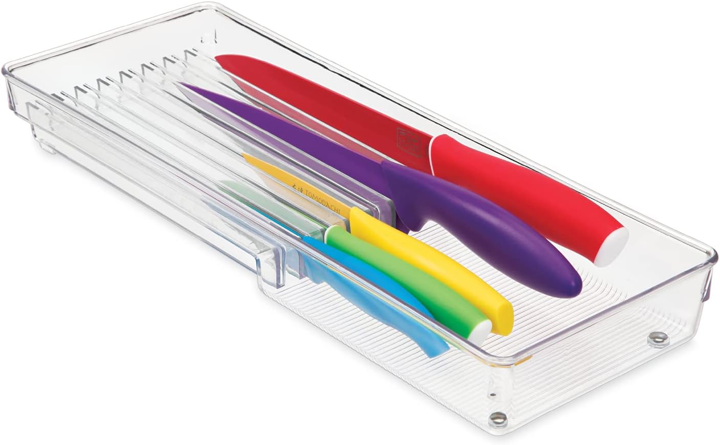 InterDesign Linus Kitchen Knife Storage Drawer Organizer - Clear