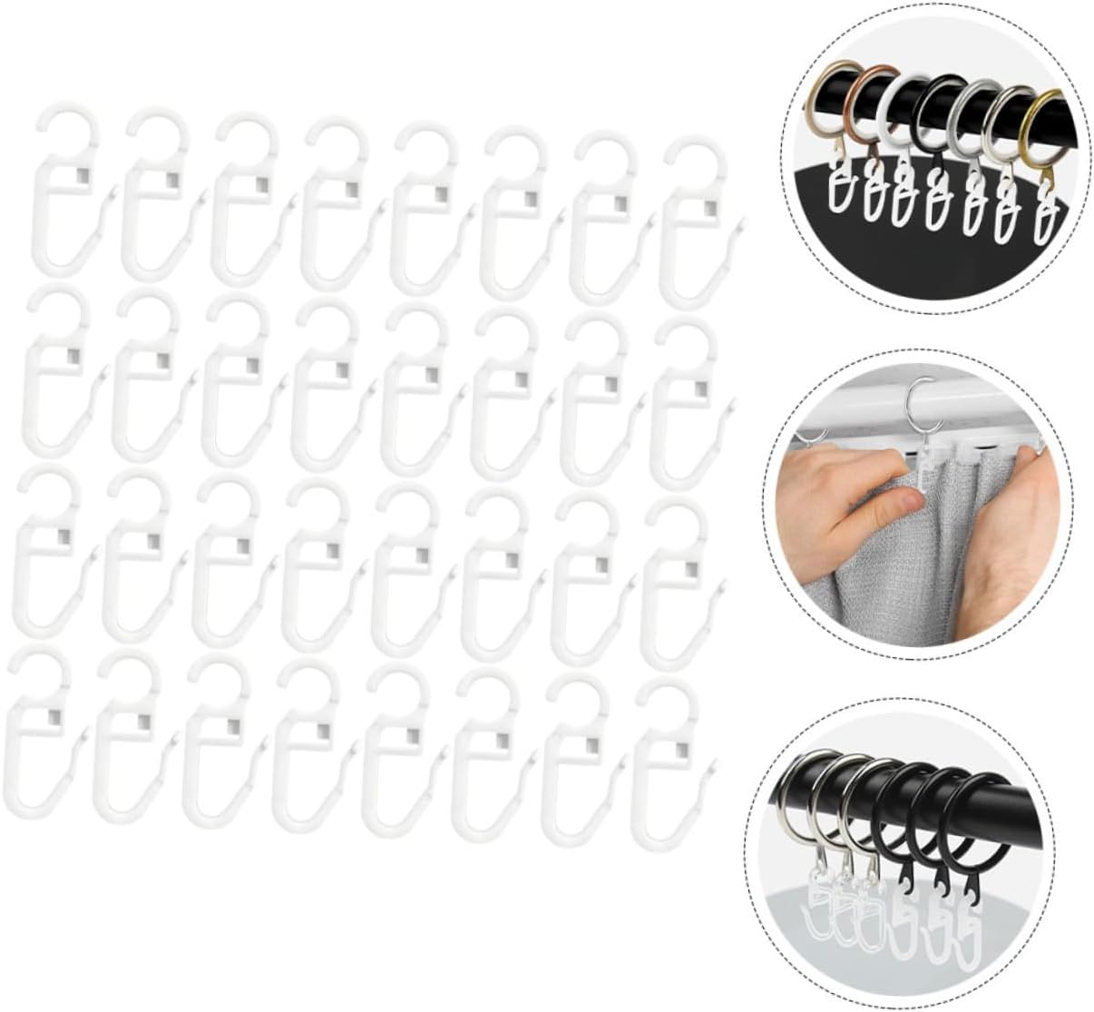 MAGICLULU 50pcs Plastic Curtain Hooks Easy Install Remove
