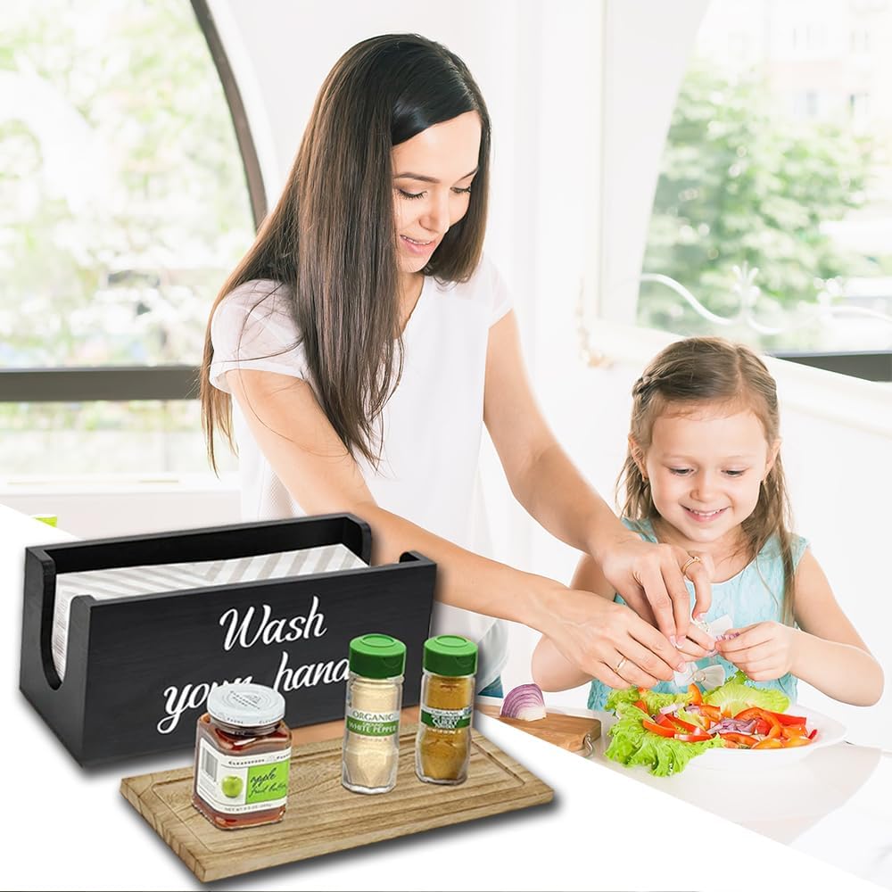 Wood Paper Towel Dispenser Wall Mount with Lid 1