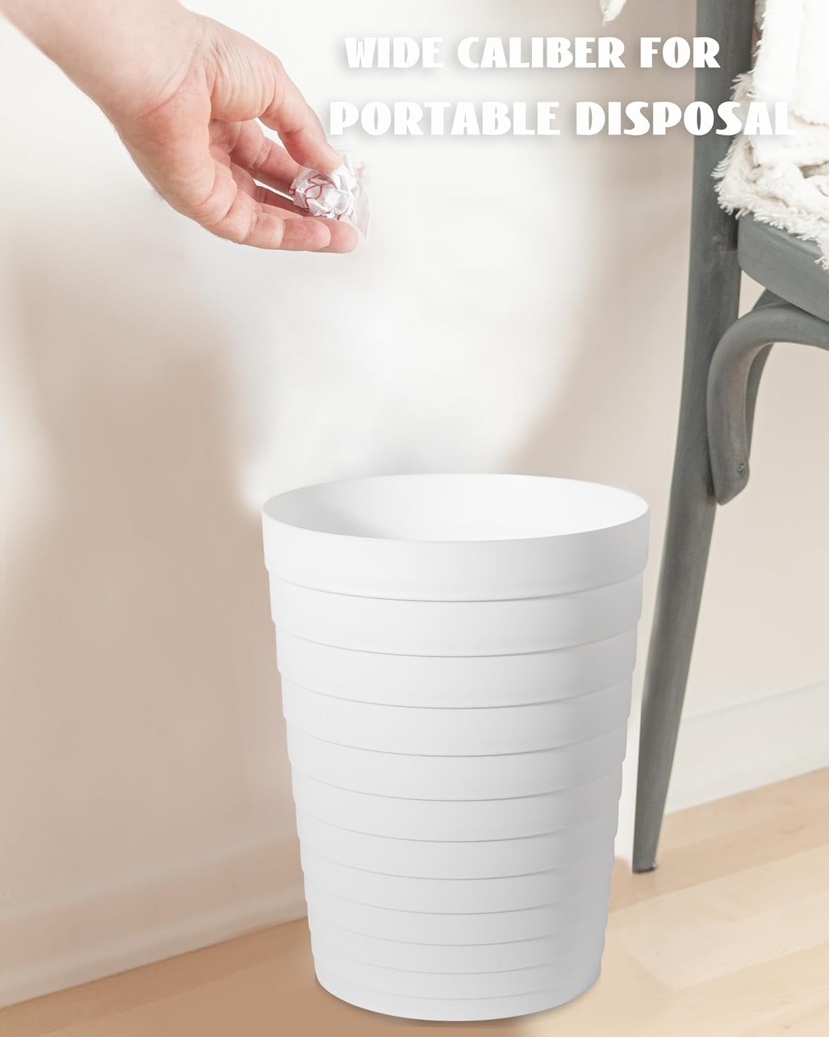 UUJOLY Small Trash Can 18 Gallon White 1