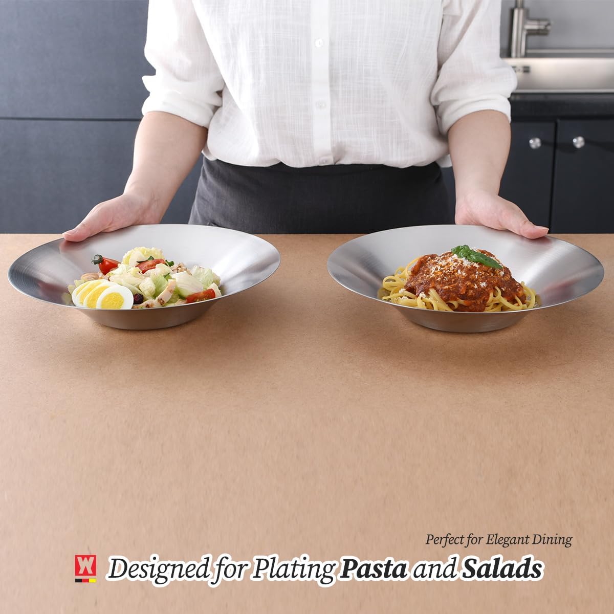 WAGENSTEIGER 4-Piece Brushed Stainless Steel Plates Set