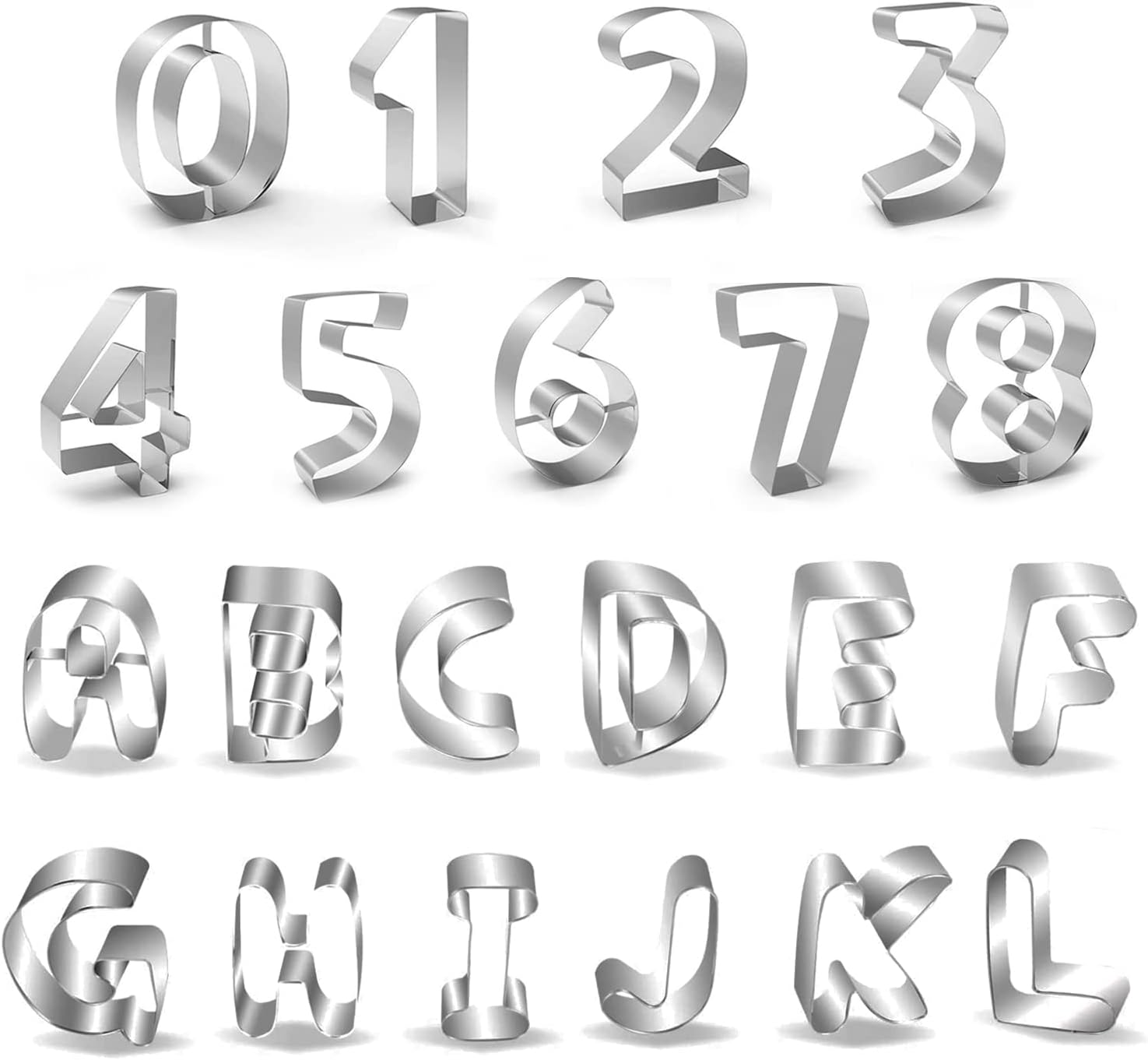 FUBARBAR 35pcs Alphabet Number Cookie Cutters Set