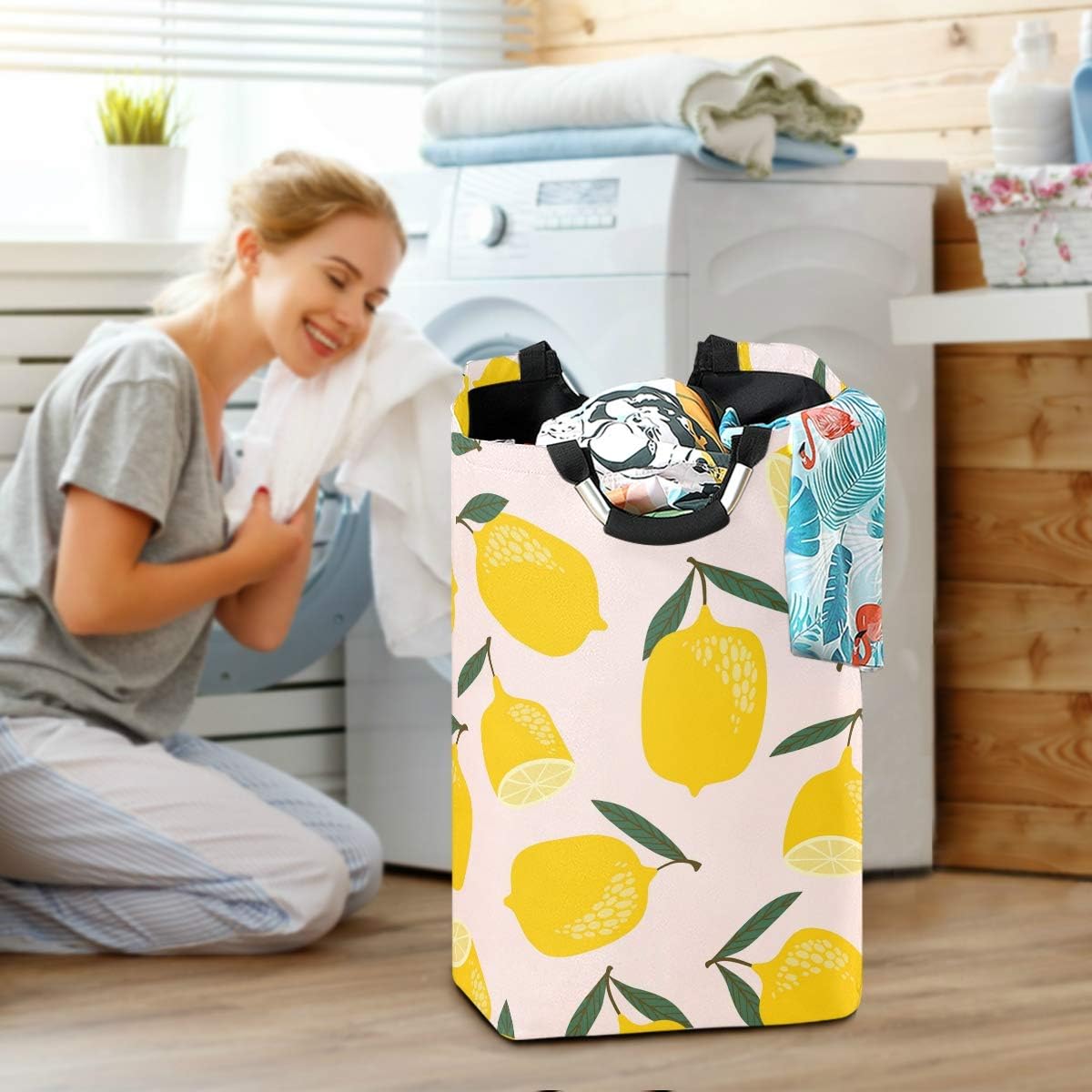 MOYYO Trendy Lemons Laundry Basket Foldable